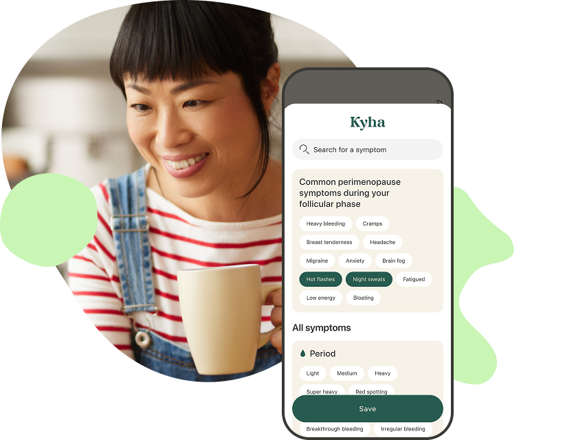 Woman using the Kyha app on her phone