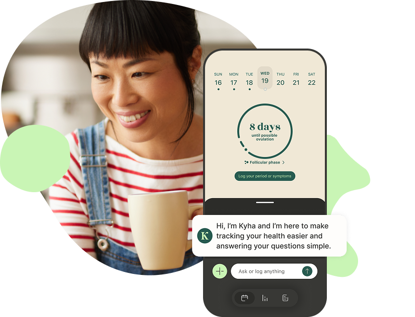 Woman using the Kyha app on her phone