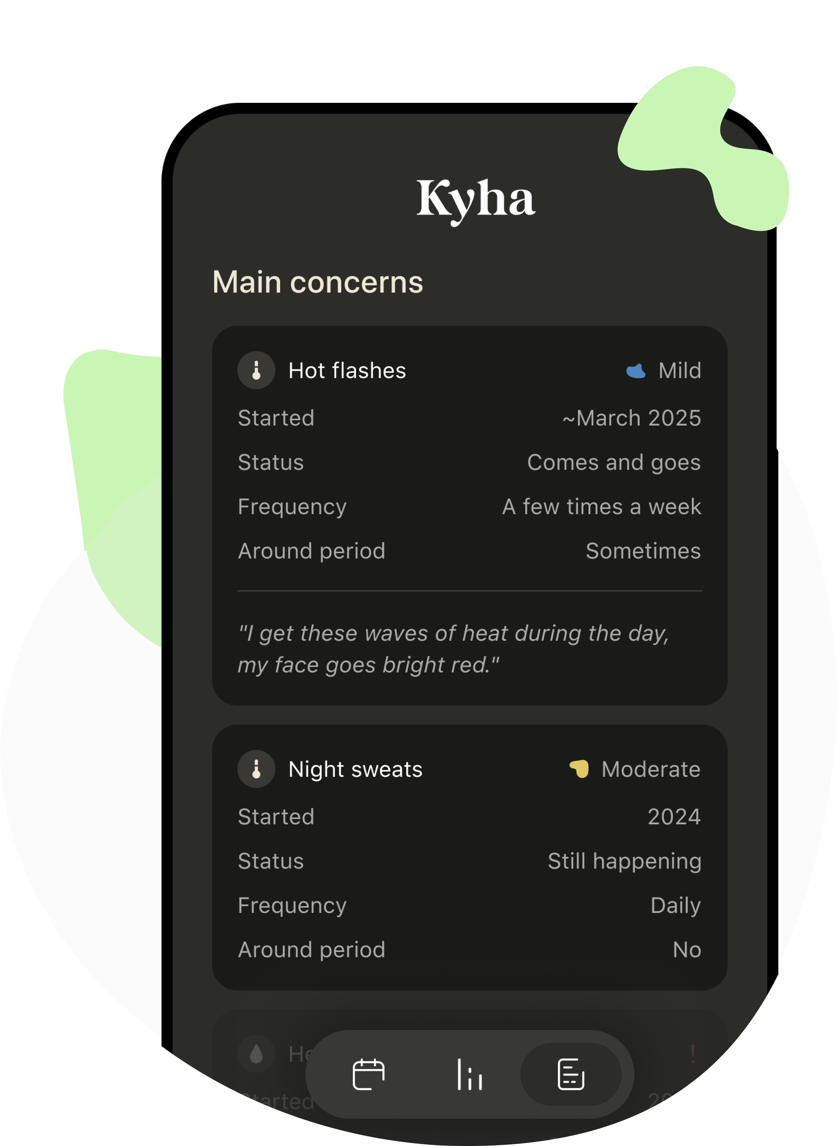 Kyha health report on a phone